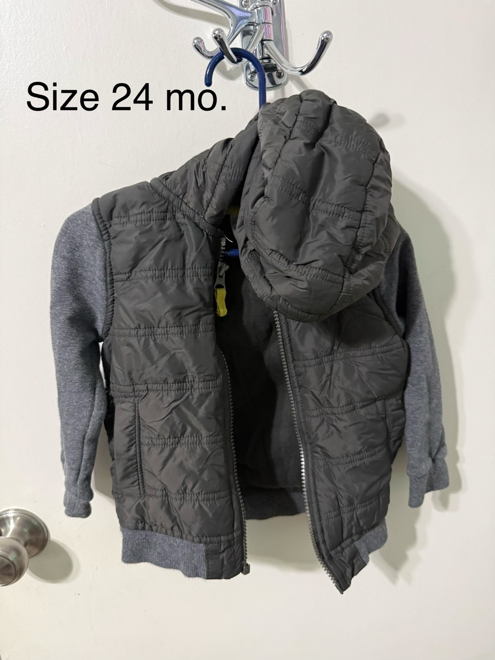 Toddler Quilted Hooded Jacket - Gray